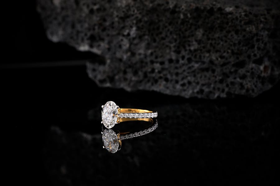 Diamond ring on dark background